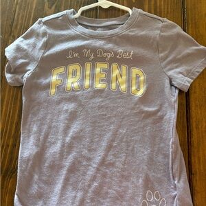 Old Navy Purple Short Sleeve Tee with Gold Lettering - Dog Graphic
